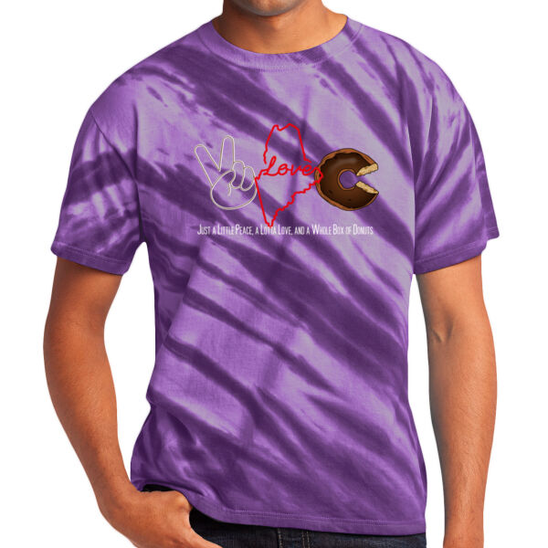 Peace Love and Doughnuts  - Tiger Stripe Tie Dye Tee Thumbnail