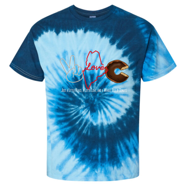 Peace Love and Doughnuts  - Multi-Color Tie-Dyed T-Shirt Thumbnail